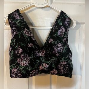 Floral Black and Purple Crop Top